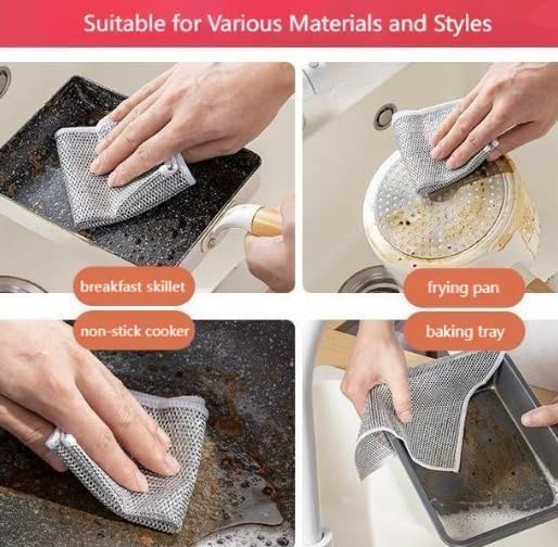 Silver wire cleaning kitchen cloth (pack of 3)