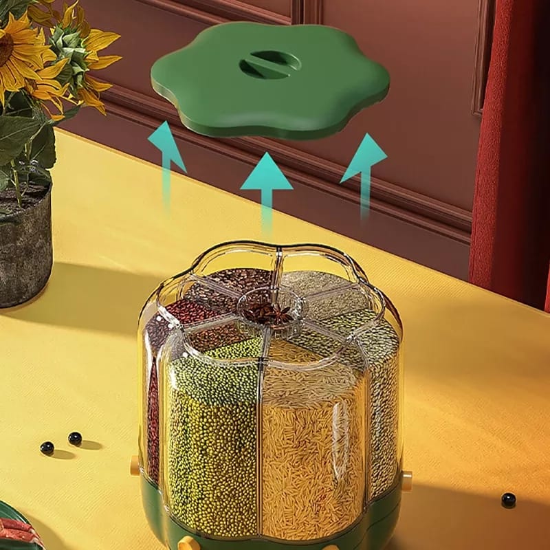 6-grid rotating grain container