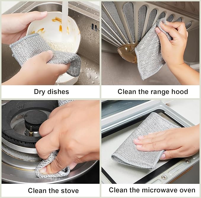 Silver wire cleaning kitchen cloth (pack of 3)